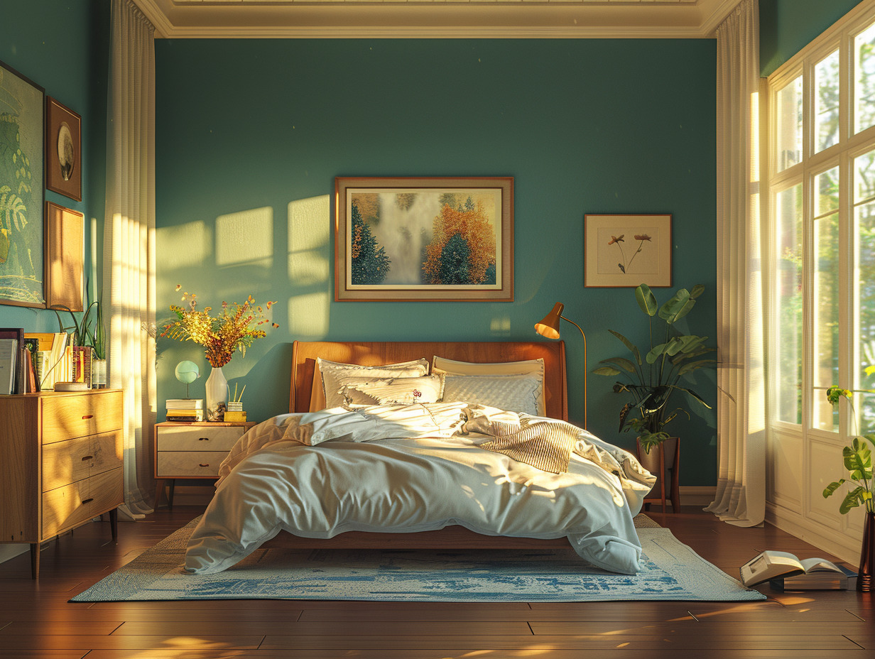 chambre bleu canard