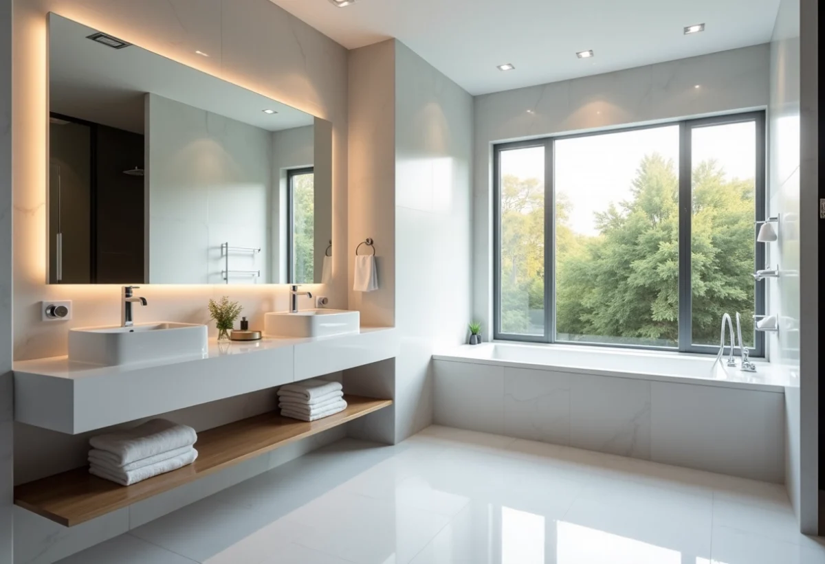 Inspirations design pour une salle de bain double vasque moderne