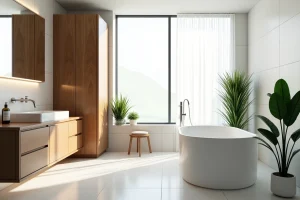 Épure et chaleur : concevoir une salle de bain blanche et bois